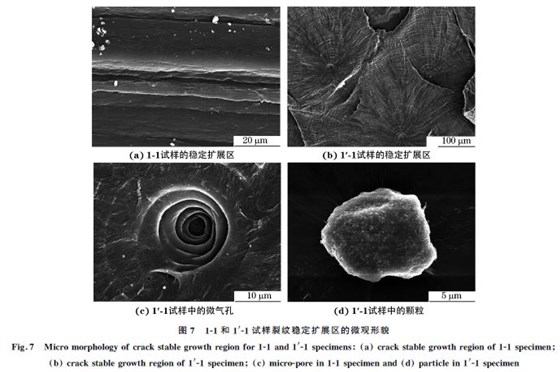 圖７ １Ｇ１和１′Ｇ１試樣裂紋穩(wěn)定擴展區(qū)的微觀形貌