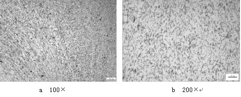 ML16CrSiNi長(zhǎng)托板螺母未熱處理的金相組織，可見(jiàn)變形痕跡