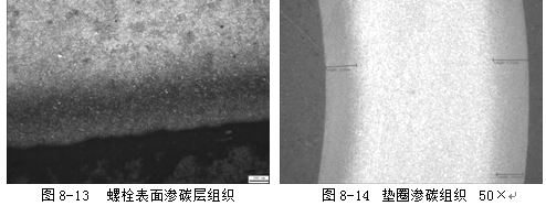 墊圈因硬度低進行滲碳處理，滲碳處理后的滲碳組織見圖