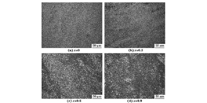 圖６ 軋制態(tài)MgＧ５ZnＧ１MnＧxSn合金的顯微組織