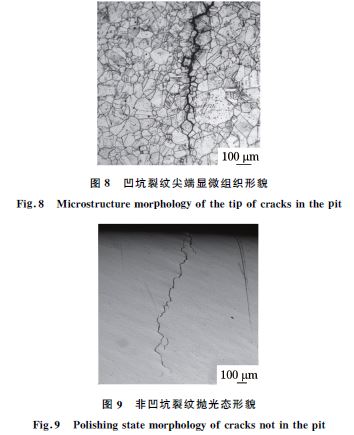 圖８ 凹坑裂紋尖端顯微組織形貌