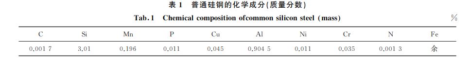 表１ 普通硅鋼的化學成分(質(zhì)量分數(shù))